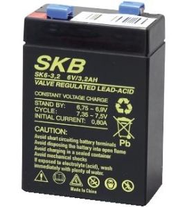 BATTERIA PIOMBO RICARICABILE SKB 6V 3.2Ah FASTON 4.8mm(VERT.)